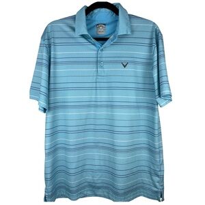 Callaway Opti-Dri Men’s Light Blue Medium Striped Short Sleeve Polo Shirt